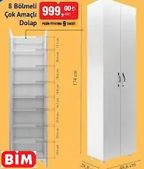 8 BÖLMELİ  ÇOK AMAÇLI DOLAP